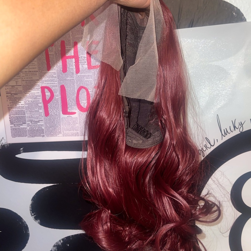 Burgundy synthetic wig